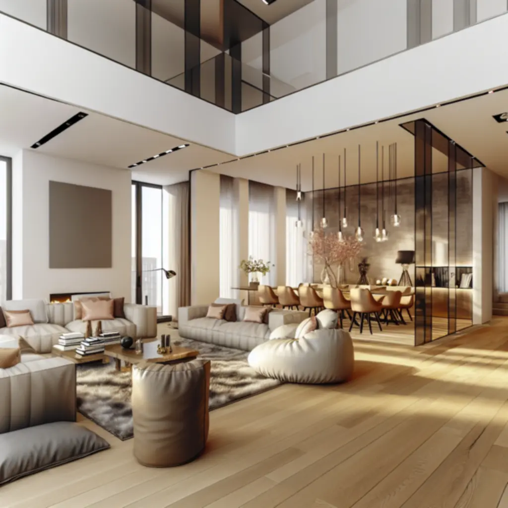 Elegancko zaprojektowany salon w neutralnych barwach